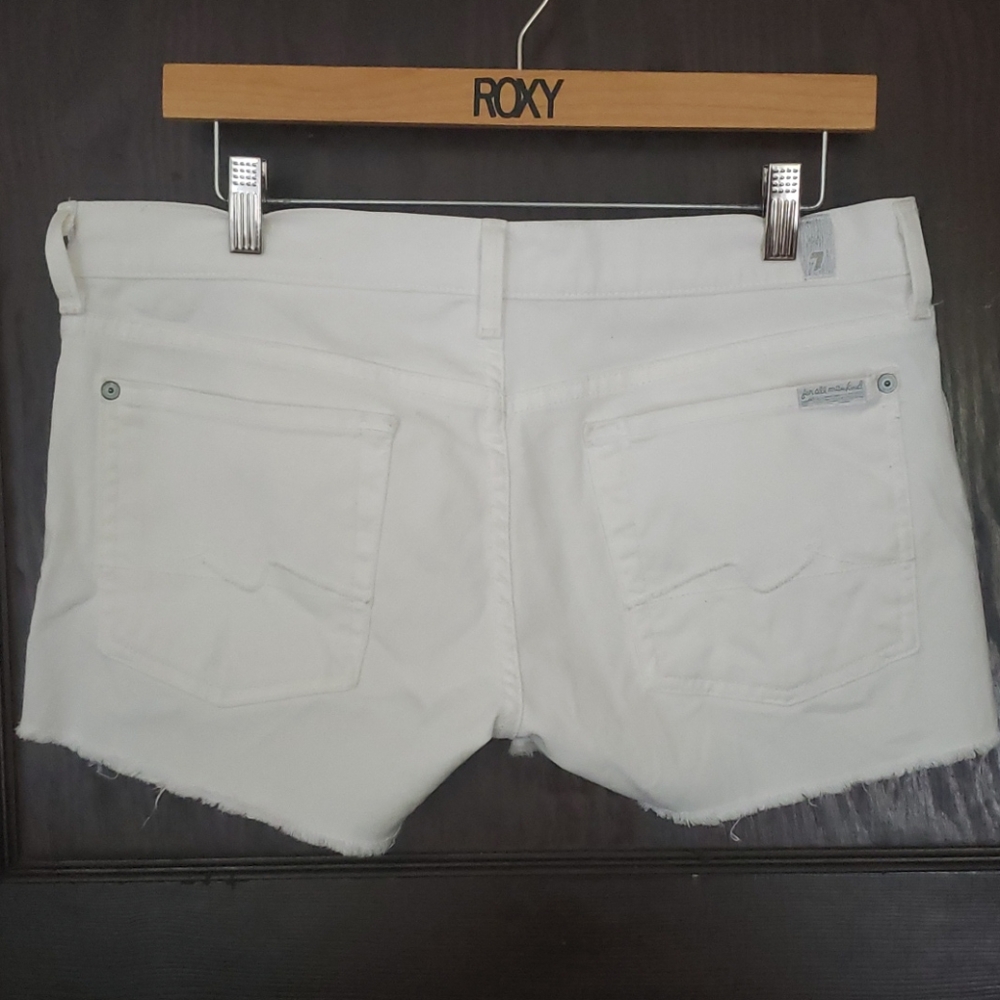 7 For All Mankind White Jean Shorts